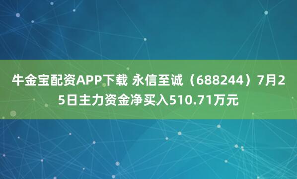 牛金宝配资APP下载 永信至诚（688244）7月25日主力资金净买入510.71万元
